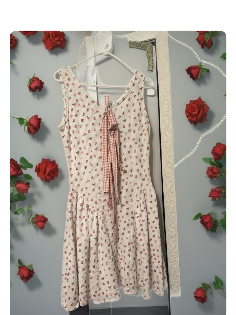 Kori Cream Dress with Subtle Pink Floral Detail